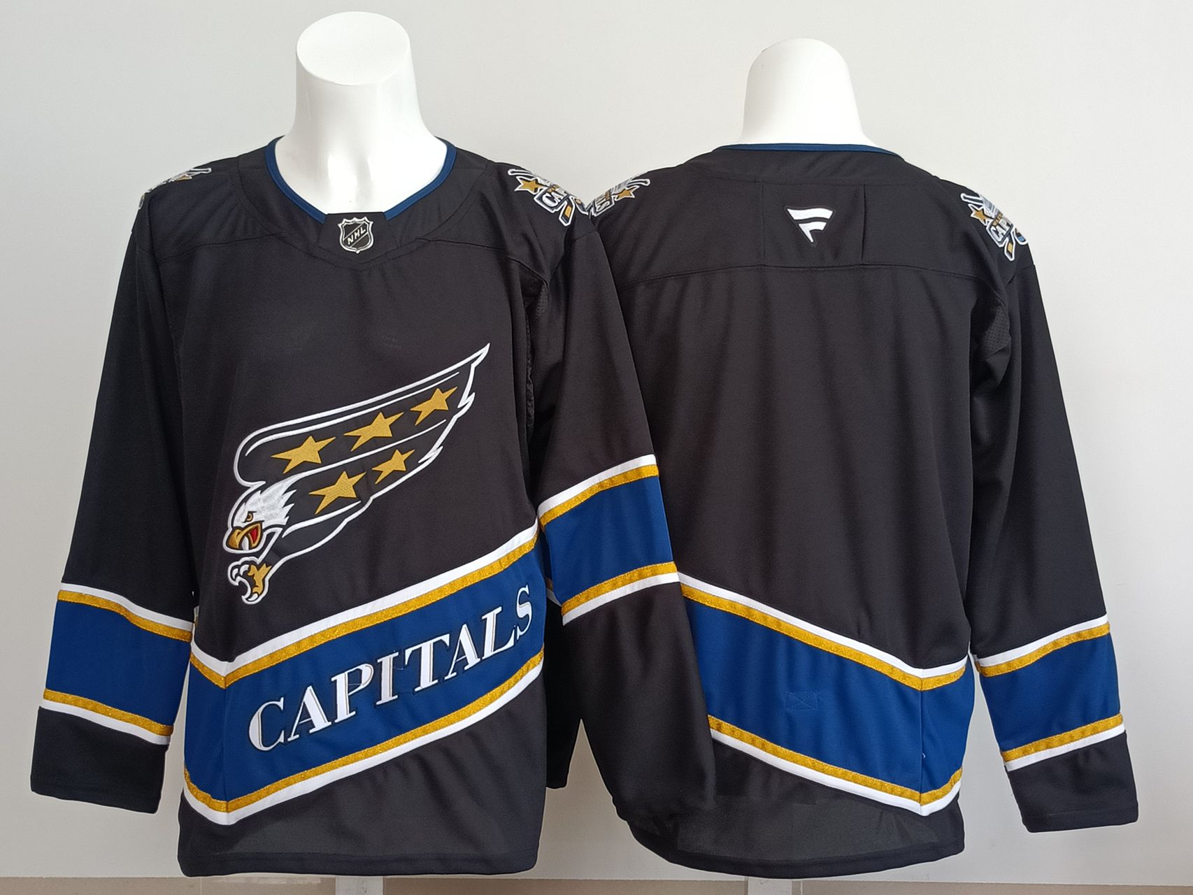 Men 2025 Washington Capitals Blank Black Throwback NHL Jersey style 01->detroit red wings->NHL Jersey